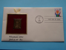 CHRISTMAS 1993 - JACK-IN-THE-BOX ( 22kt Gold Stamp Replica ) First Day Of Issue 1993 > USA ! - 1991-2000