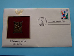 CHRISTMAS 1993 - TOY SOLDIER ( 22kt Gold Stamp Replica ) First Day Of Issue 1993 > USA ! - 1991-2000
