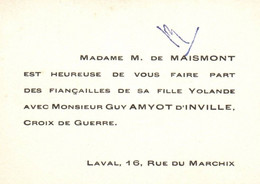 CARTE DE VISITE   MADAME DE MAISMONT -LAVAL 16 RUE DE MARCHIX- - Cartes De Visite