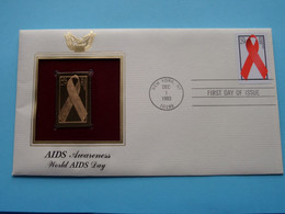 AIDS AWERENESS - WORLD AIDS DAY ( 22kt Gold Stamp Replica ) First Day Of Issue 1993 > USA ! - 1991-2000