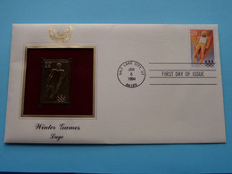 WINTER GAMES - LUGE ( 22kt Gold Stamp Replica ) First Day Of Issue 1993 > USA ! - 1991-2000