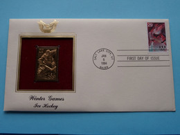 WINTER GAMES - ICE HOCKEY ( 22kt Gold Stamp Replica ) First Day Of Issue 1993 > USA ! - 1991-2000