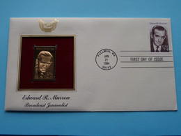 EDWARD R. MURROW - BROADCAST JOURNALIST ( 22kt Gold Stamp Replica ) First Day Of Issue 1993 > USA ! - 1991-2000