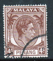 Malaya Penang 1949 George VI Single 4c Definitive Stamp In Fine Used - Penang