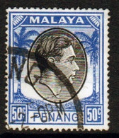 Malaya Penang 1949 George VI Single 50c Definitive Stamp In Fine Used - Penang