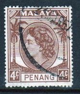 Malaya Penang 1954 Queen Elizabeth II Single 4c Stamp In Fine Used - Penang