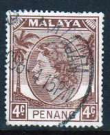 Malaya Penang 1954 Queen Elizabeth II Single 4c Stamp In Fine Used - Penang