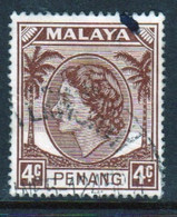 Malaya Penang 1954 Queen Elizabeth II Single 4c Stamp In Fine Used - Penang