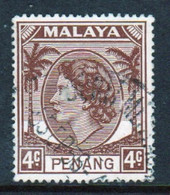 Malaya Penang 1954 Queen Elizabeth II Single 4c Stamp In Fine Used - Penang