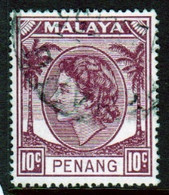 Malaya Penang 1954 Queen Elizabeth II Single 10c Stamp In Fine Used - Penang