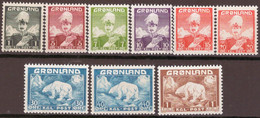 Groenlandia Gronland 1938 Un# 1/9 10v Cpl Set MNH/** Vedere Scansione - Neufs