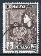 Malaya Penang 1957 Queen Elizabeth II Single 10c Stamp In Fine Used - Penang