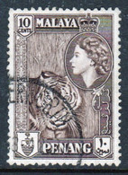 Malaya Penang 1957 Queen Elizabeth II Single 10c Stamp In Fine Used - Penang