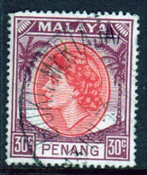 Malaya Penang 1954 Queen Elizabeth II Single 30c Stamp In Fine Used - Penang