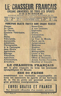 Vieux Papiers - Affiche Prospectus - Le CHASSEUR FRANCAIS - Bulletin D'abonnement 1 An - Publicités