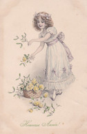 CPA Illustration MM VIENNE N° 344  -Jeune Fille Avec Des Fleurs Jaunes - - 1900-1949