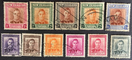 1947 - New Zealand - King George VI - 11 Stamps - Used - Usados