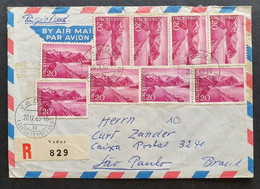 Liechtenstein 1963, Reko Brief MeF Mi 382 VADUZ Gelaufen Sao Paulo Brasilien - Covers & Documents
