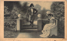 CPA Fantaisie - Femme Sur Un Banc En Train De Lire Un Homme Se Promène - La Surprise - Costume 1800 - Women