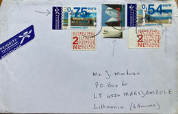 NEDERLAND 2004, PRIORITY SELF-ADHESIVE ATM STAMP ,5 VIEW OF SEA & CITY SHIP COVER TO LITHUANIA - Lettres & Documents