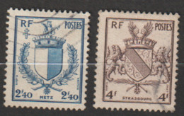 FR YT 734 Et 735 "Libération De Metz Et De Strasbourg. Armoiries" 1945 Oblitéré - Gebruikt