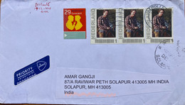 NEDERLAND 2020, EURO CENT COUPLE ,TOTAL 4 STAMPS AIRMAIL COVER TO INDIA ZWOLLE CITY CANCELLATION - Lettres & Documents