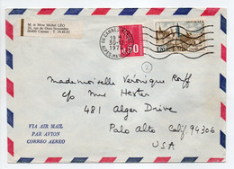 - Lettre CANNES Pour PALO ALTO (USA) 30.12.1974 - Affranchissement A ÉTUDIER - - Lettres & Documents