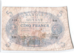 Billet De 5 Francs - Banque De La GUYANE - Buy It Now ! - Guyane Française
