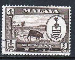 Malaya Penang 1960 Queen Elizabeth II Single 4c Stamp In Fine Used - Penang