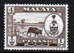 Malaya Penang 1960 Queen Elizabeth II Single 4c Stamp In Fine Used - Penang