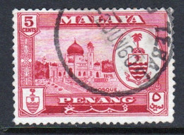 Malaya Penang 1960 Queen Elizabeth II Single 5c Stamp In Fine Used - Penang