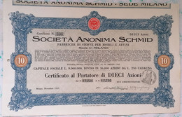 SOCIETA ANONIMA SCHMID MILANO 1929 TITOLO AZIONE BOND - Textile