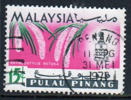 Malaya Penang 1965 Queen Elizabeth II Single 15c Stamp From The Flowers Set In Fine Used - Penang