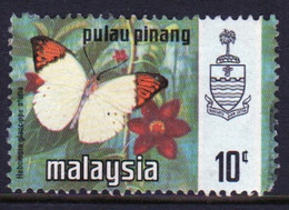 Malaya Penang 1971 Queen Elizabeth II Single 10c Stamp From The Butterflies Set In Fine Used - Penang