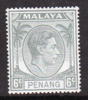 Malaya Penang 1949 George VI Single 6c Definitive Stamp In Mounted Mint - Penang