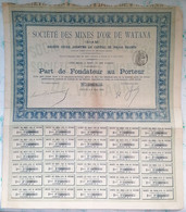 SOCIETE DES MINES D'OR DE WATANA (SIAM) PARIS 1894 TITOLO AZIONE BOND - Toerisme