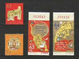 JAPAN 2021 ZODIAC LUNAR NEW YEAR OF TIGER 2022 COMP. SET OF 4 STAMPS FINE USED (**) - Nuevos