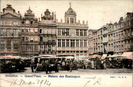 Bruxelles Grand'Place Maison Des Boulangers Marché Market Mercato Belgique Cpa Couleur Voyagée En 1904 Dos Non Divisé - Plätze
