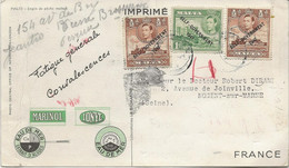 MALTE -CARTE PUBLICITAIRE MARINOL - IONYL - AFFRANCHIE N° 202  ET 203 SURCHARGEE SELF GOUVERNEMENT 1947 - Malte