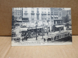 PARIS (75) Tramway électrique Boulevard Magenta Rue Saint Laurent Terrasse Animation - District 10