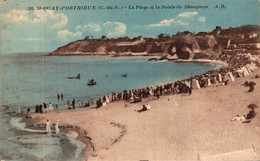 N°93131 -cpa St Quay Portrieux -la Plage Et La Pointe Du Sémaphore- - Saint-Quay-Portrieux