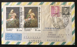 BRAZIL, Registered Circulated Cover To Germany, « MOTHER'S DAY », « FAMOUS PEOPLE », 1968 - Covers & Documents