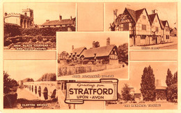 16656 " GREETINGS FROM STRATFORD UPON AVON " 5 VIEWS -VERA FOTO-CART. POST. SPED.1955 - Stratford Upon Avon