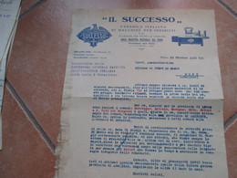 1929 IL SUCCESSO Fabbrica Italiana Macchine Per Indirizzi MILANO Via Morgagni Carta Intestata - Italia