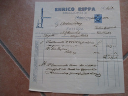 1932 ENRICO RIPPA Ebulliometri Milano Fattura Marca Da Bollo GRAFICA Epoca - Italia