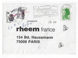 CHATOU 78 Carte Postale Commerciale RHEEM Affranchie Liberté 1,90 F Yv 2424 Ob 1987 TAXE REFUSEE Insectes Yv T 110 111 - 1960-.... Storia Postale