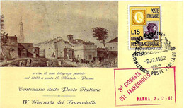 ITALIA - 1962 4^ Giornata Del Francobollo - Cent. Poste Italiane ISELLE-ROMA Su Cartolina Speciale + Timbro Rosso - 579 - Diligences