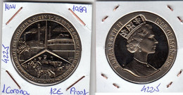 E4225 MONEDA ISLA DE MAN 1 CORONA 1989 PROOF 12 - Otros & Sin Clasificación