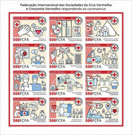 Guinea Bissau 2021, Covid And Red Cross, Car, Elicopter, BF IMPERFORATED - Malattie