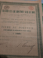 S.A. Des Tramways De Rostoff Sur Le Don - Action Ordinaire - Titre Au Porteur - Bruxelles Décembre 1886. - Ferrocarril & Tranvías